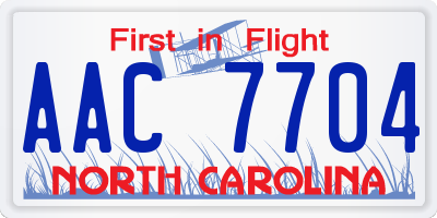 NC license plate AAC7704