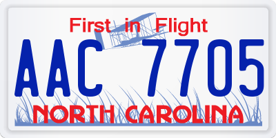 NC license plate AAC7705