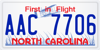 NC license plate AAC7706