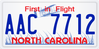 NC license plate AAC7712