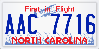 NC license plate AAC7716