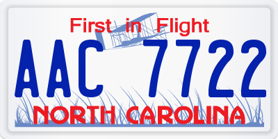 NC license plate AAC7722