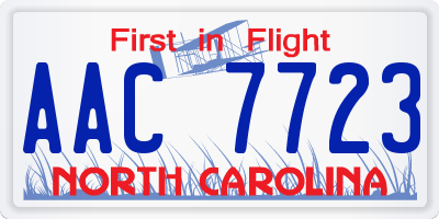 NC license plate AAC7723