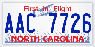 NC license plate AAC7726