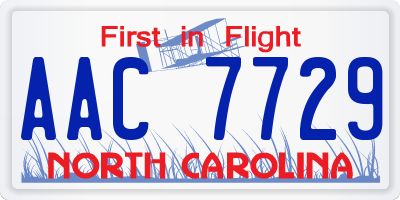 NC license plate AAC7729