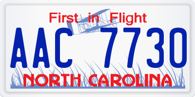 NC license plate AAC7730