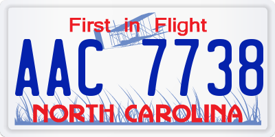 NC license plate AAC7738