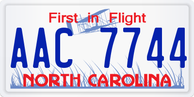 NC license plate AAC7744