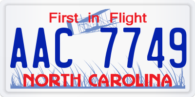 NC license plate AAC7749