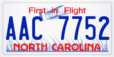 NC license plate AAC7752