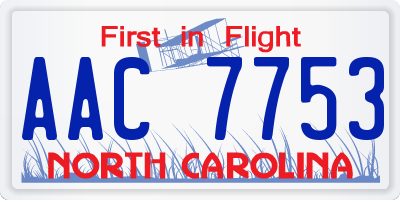 NC license plate AAC7753