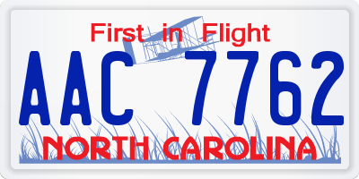 NC license plate AAC7762