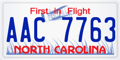 NC license plate AAC7763