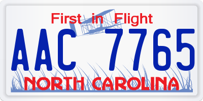 NC license plate AAC7765