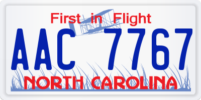 NC license plate AAC7767