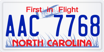 NC license plate AAC7768