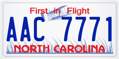 NC license plate AAC7771