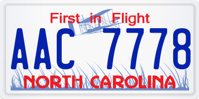 NC license plate AAC7778