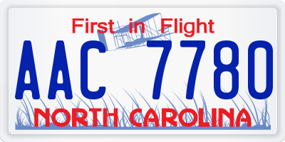 NC license plate AAC7780