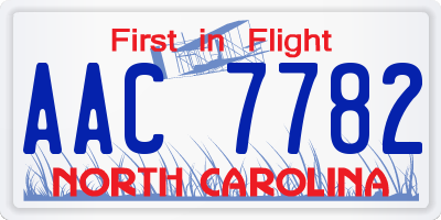 NC license plate AAC7782