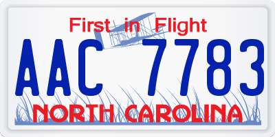 NC license plate AAC7783