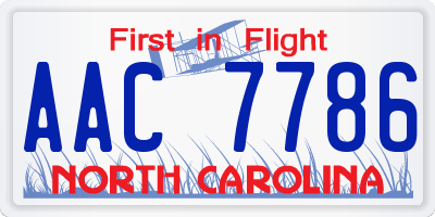 NC license plate AAC7786