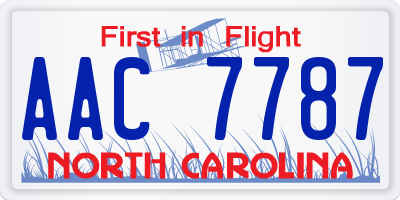 NC license plate AAC7787