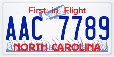 NC license plate AAC7789