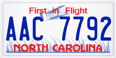 NC license plate AAC7792