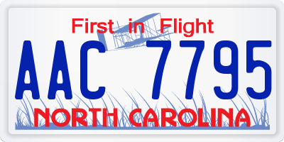 NC license plate AAC7795