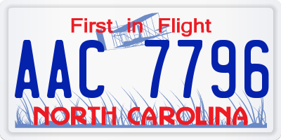 NC license plate AAC7796