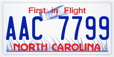 NC license plate AAC7799