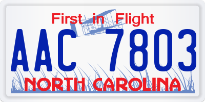 NC license plate AAC7803