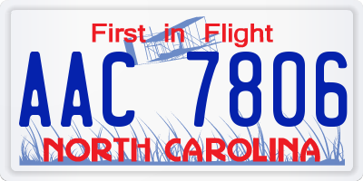 NC license plate AAC7806