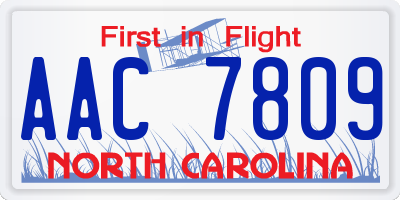 NC license plate AAC7809