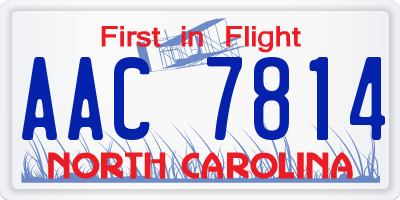 NC license plate AAC7814