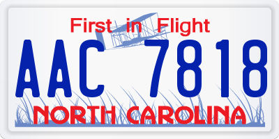 NC license plate AAC7818