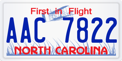 NC license plate AAC7822