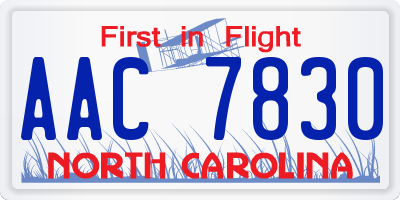 NC license plate AAC7830