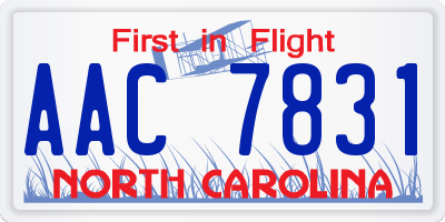 NC license plate AAC7831