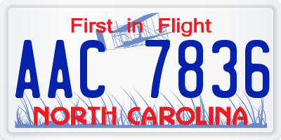 NC license plate AAC7836