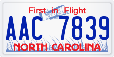 NC license plate AAC7839