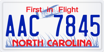 NC license plate AAC7845