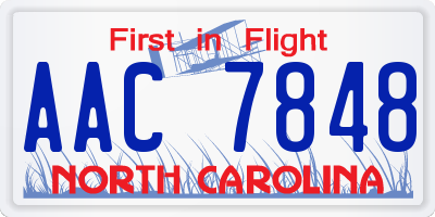 NC license plate AAC7848