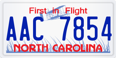 NC license plate AAC7854