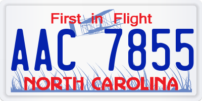 NC license plate AAC7855