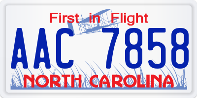 NC license plate AAC7858