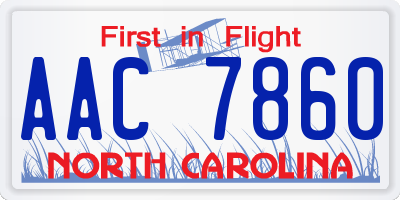 NC license plate AAC7860