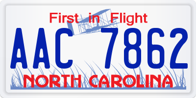 NC license plate AAC7862