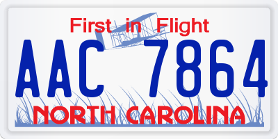 NC license plate AAC7864